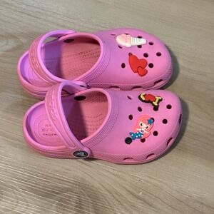 CROCS Girls Kids Pink  C10 with Jibbitz Mermaid Ice Cream Heart Charms